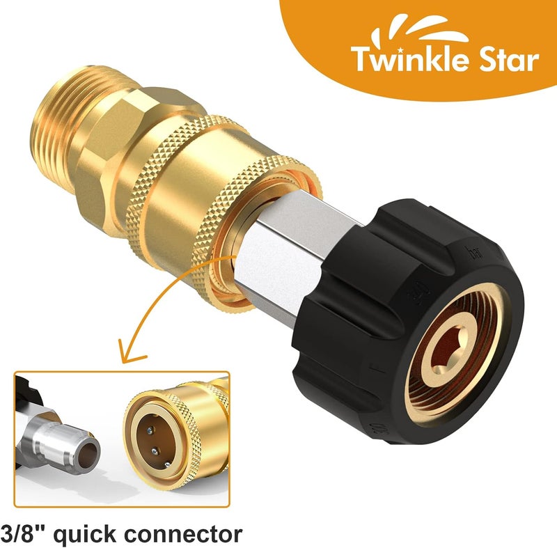 Twinkle Star Pressure Washer Quick Connect Fittings, Quick Connect Kit M22 14mm to 3/8 Inch, 4 Pieces - Image 2